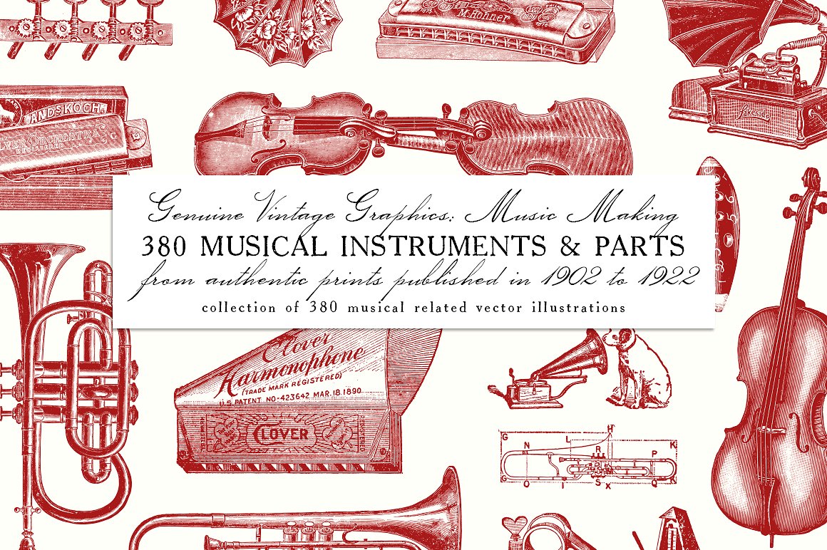 复古手绘音乐乐器设计素材Music Making: 380