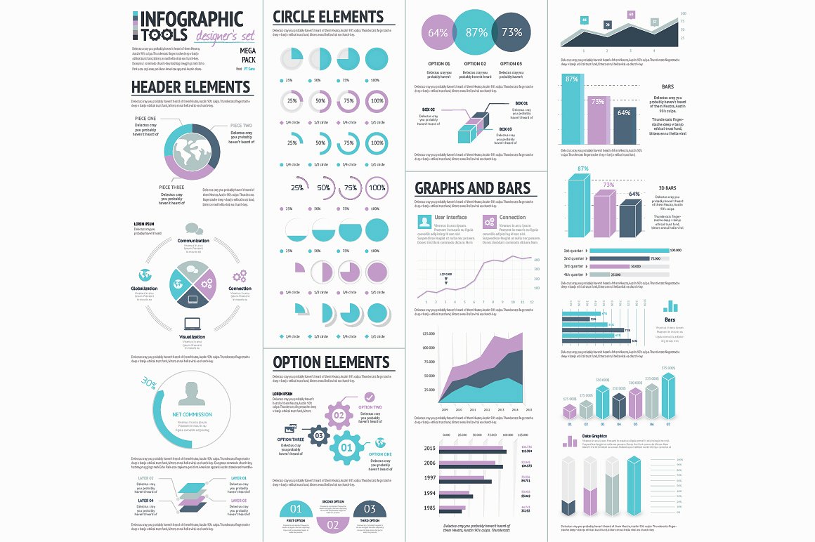 商业信息图表设计素材Huge Infographic Vec