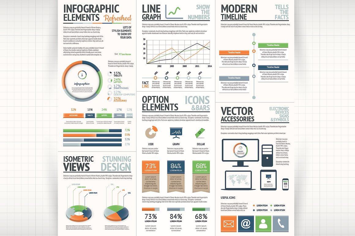 商业信息图表设计素材Fresh Infographic Ve