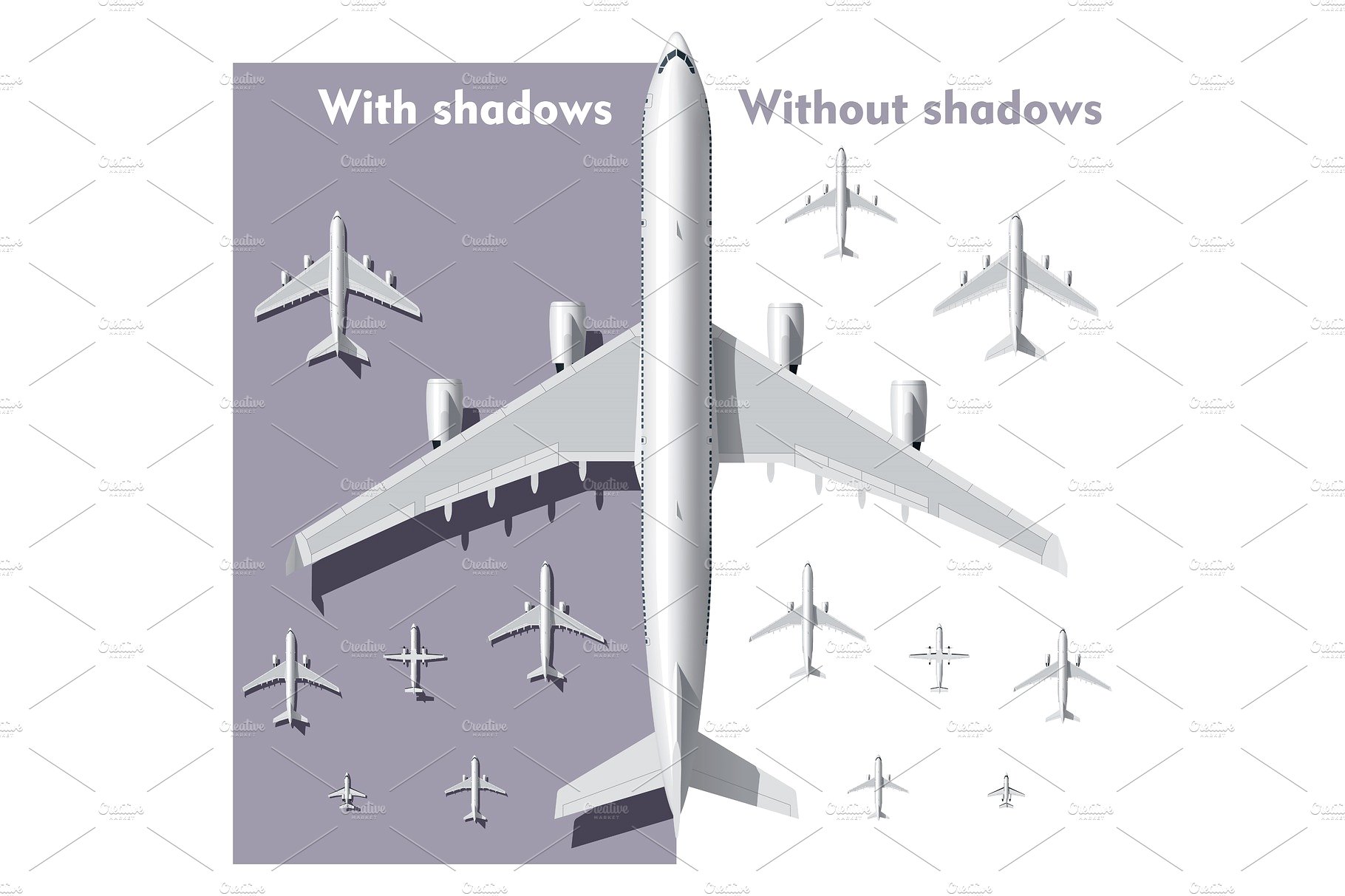 飞机顶视图设计素材Vector overhead view