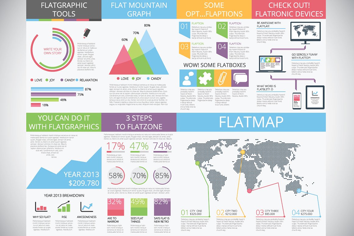 商务信息图标工具素材包flat infographics =