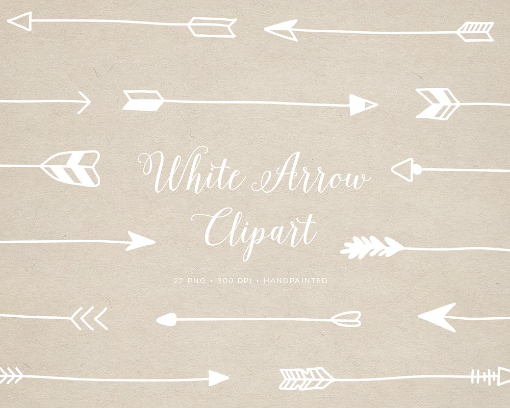手绘白色箭头设计素材White Handdrawn Arro