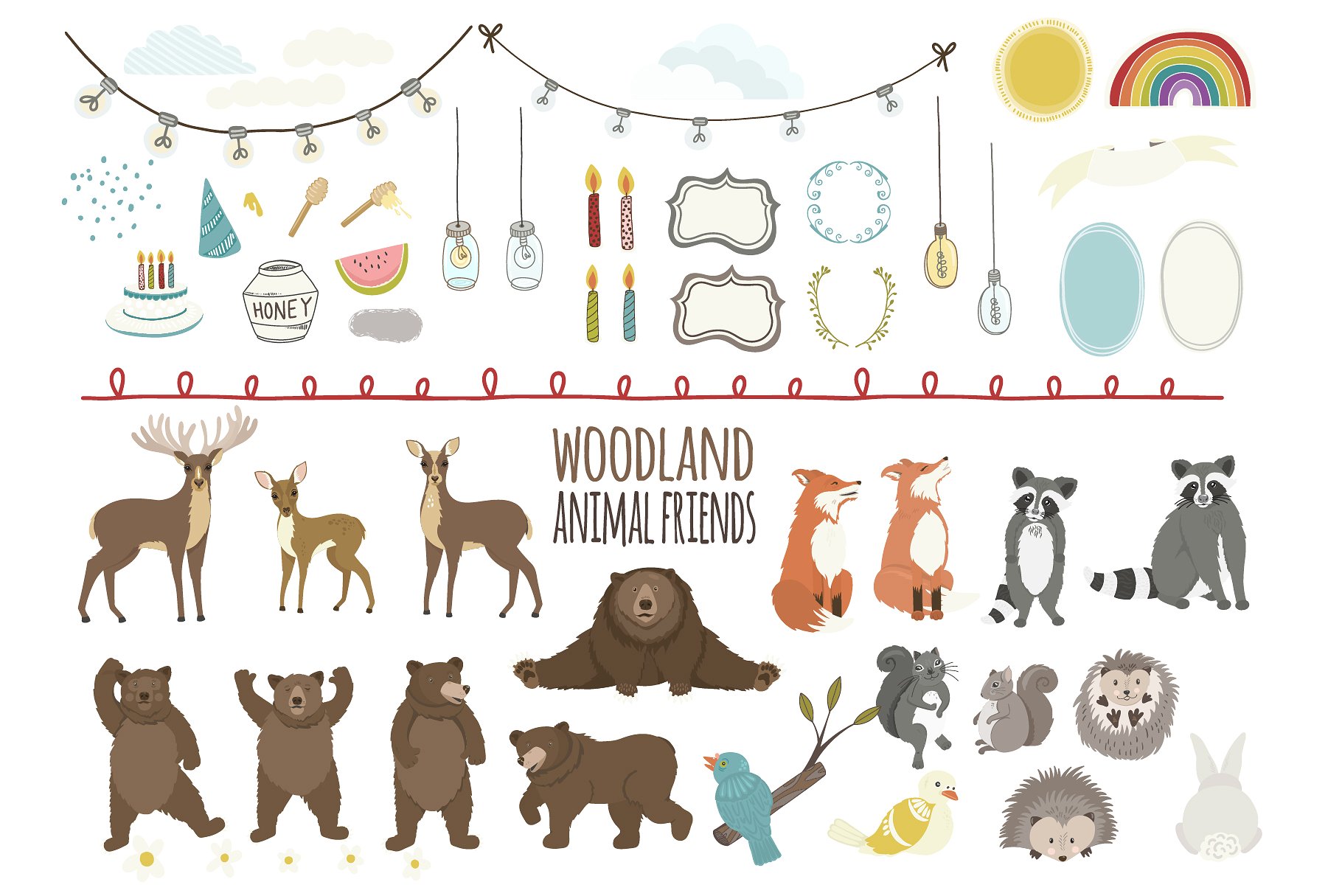 可爱有趣的森林主题设计素材Woodland Animal C