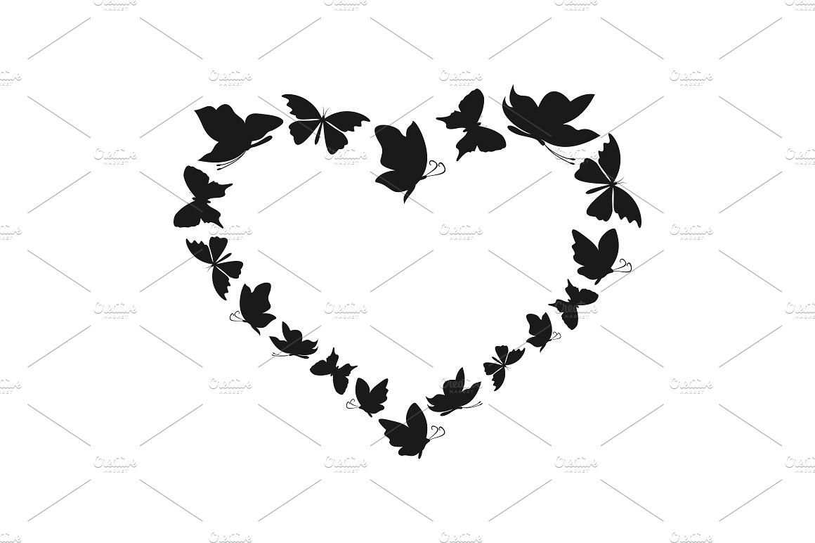 蝴蝶形状心脏矢量图案Butterfly heart2