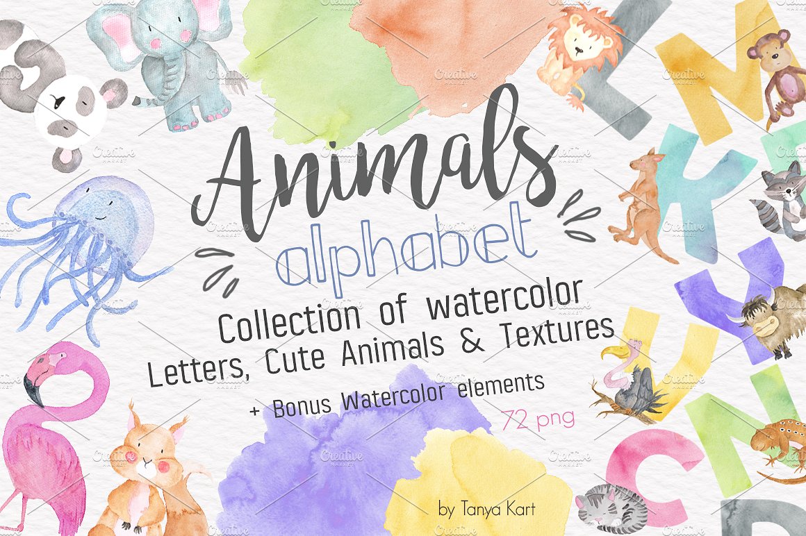 Alphabet Watercolor Animals Ki