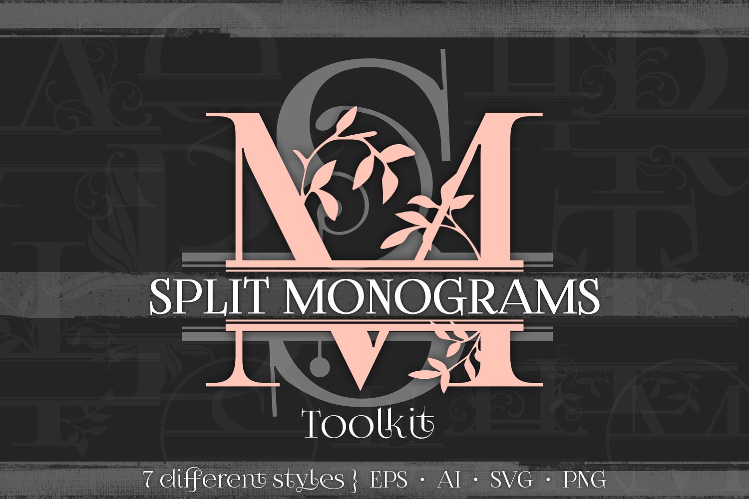 花纹字母素材包Split Monograms Vector