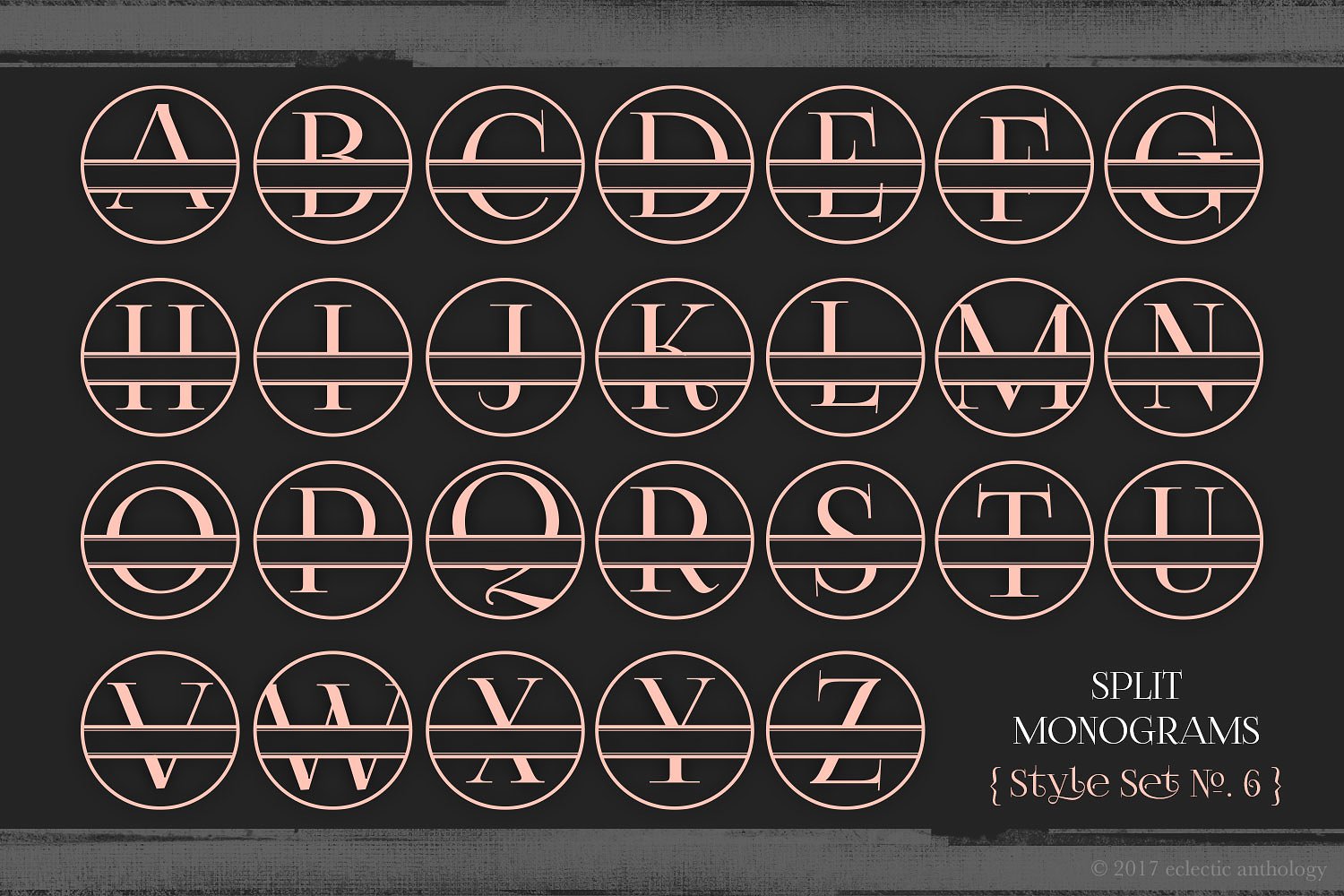 花纹字母素材包Split Monograms Vector