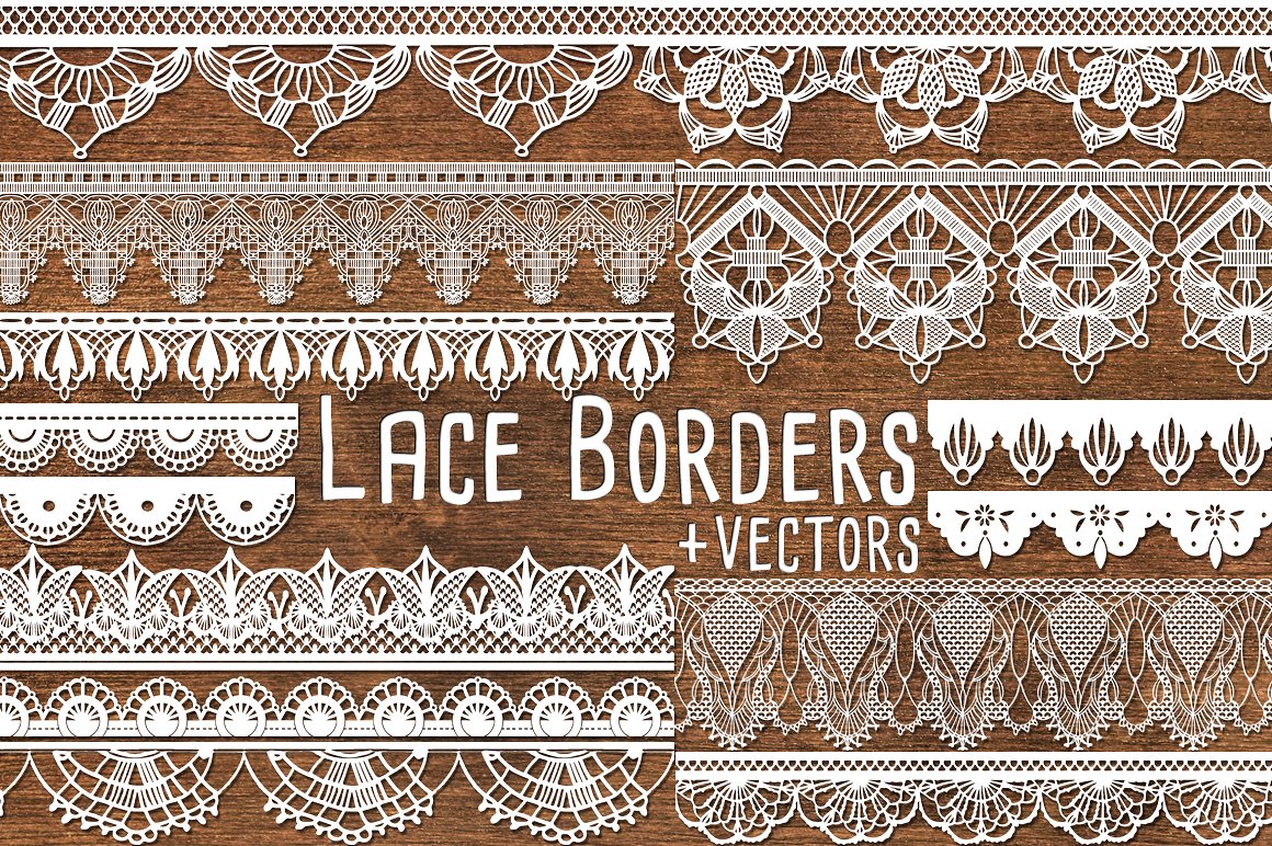复古蕾丝花边设计素材Vector Lace Border C