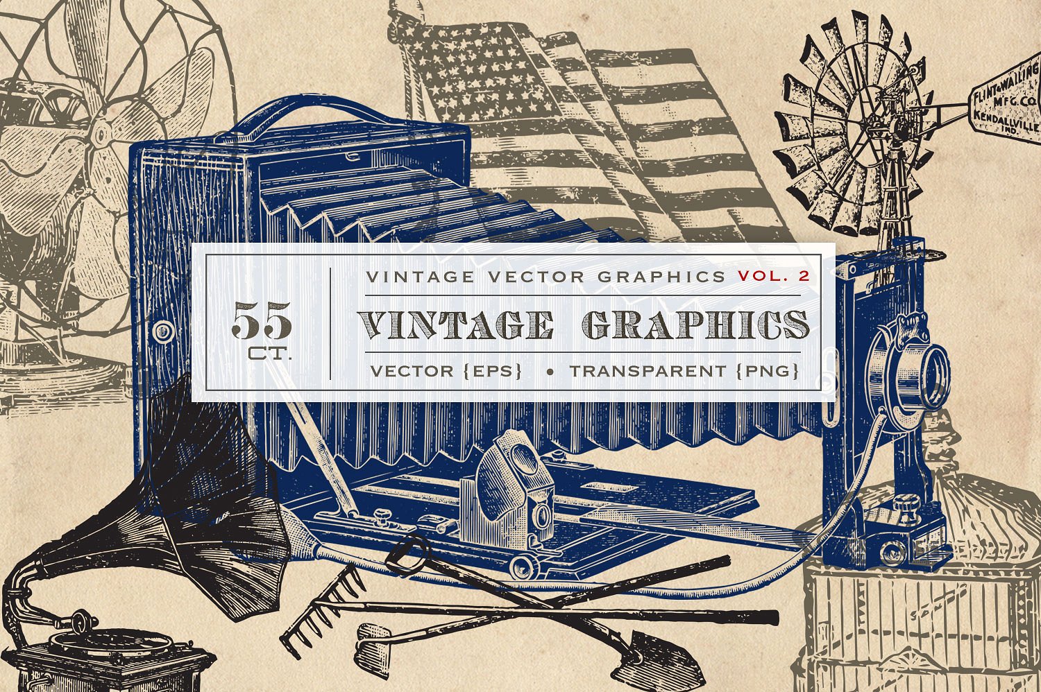复古矢量设计素材55 Vintage Vectors Gra