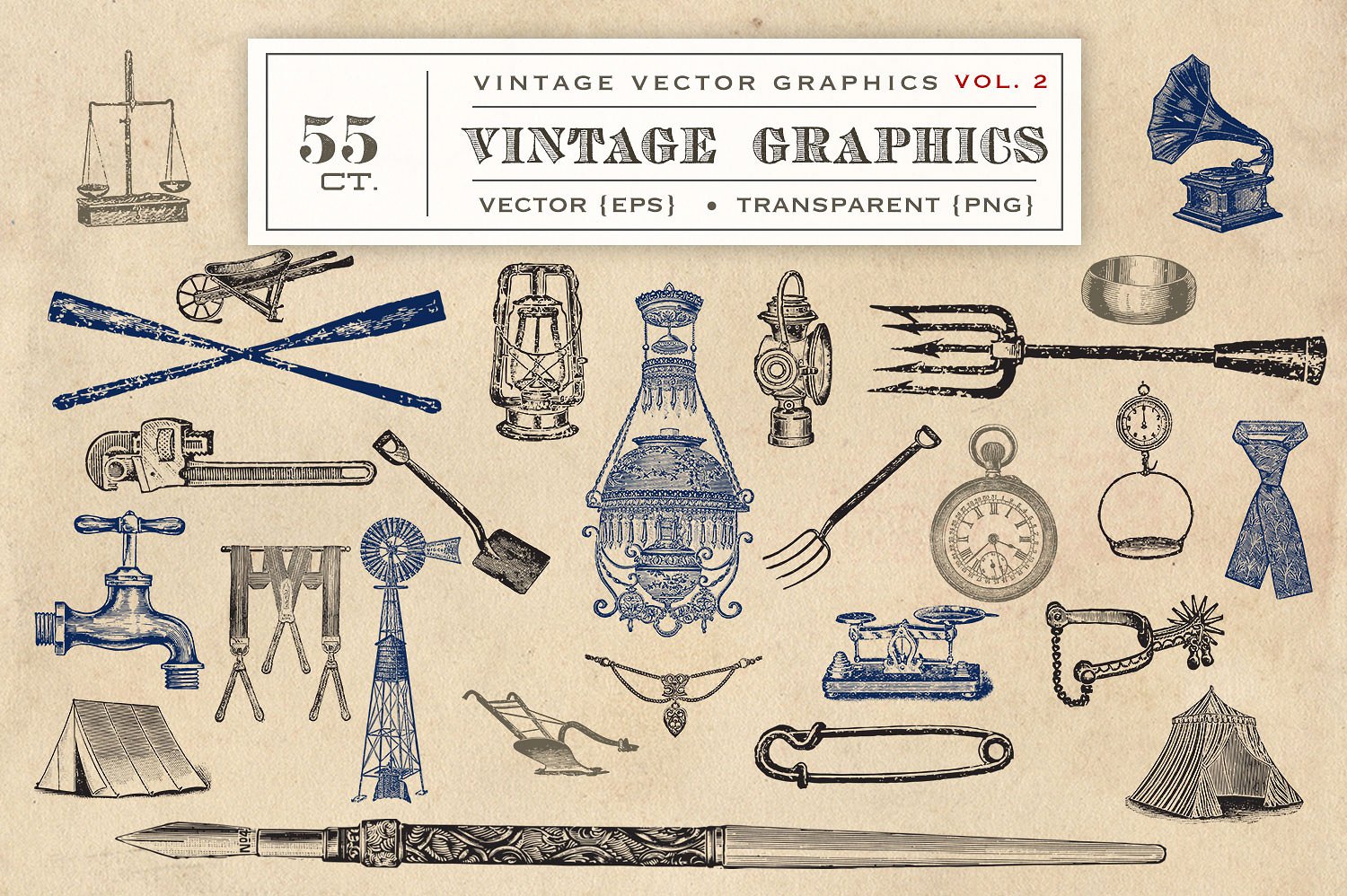 复古矢量设计素材55 Vintage Vectors Gra