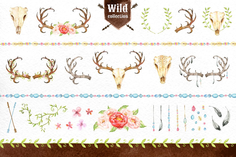 水彩手绘花卉植物设计素材Wild Collection #2