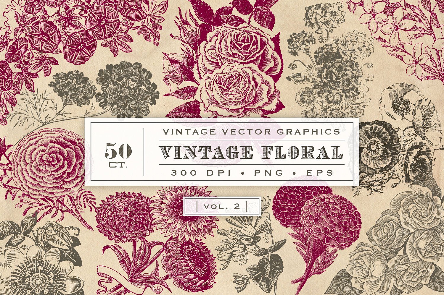 Vintage Flower Vector Graphics