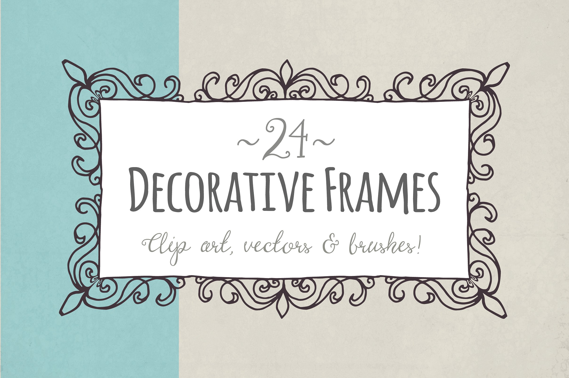 手绘花纹边框设计素材Decorative Frames -