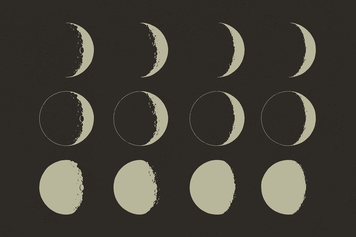 矢量月亮变化过程设计素材Lunar Moons From S