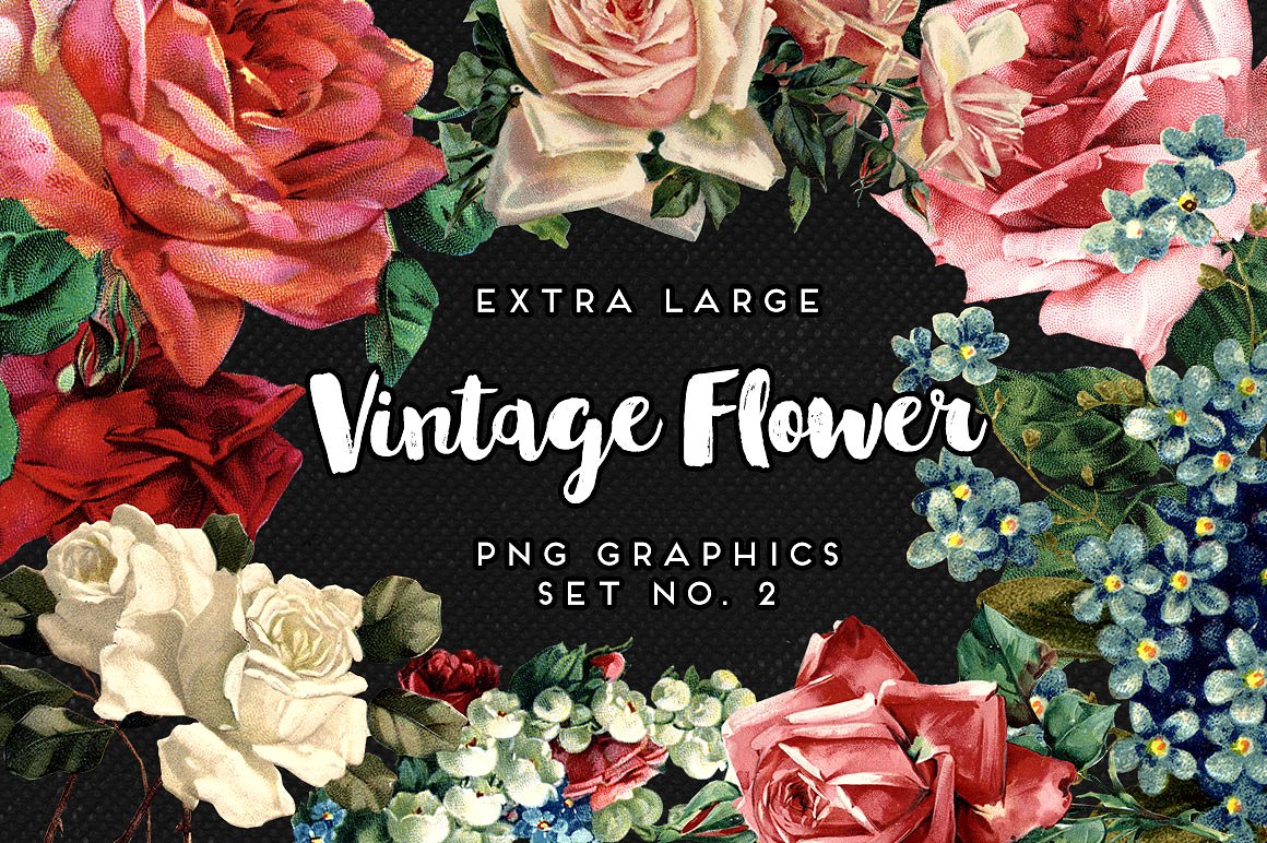 Large Vintage Flower Graphics