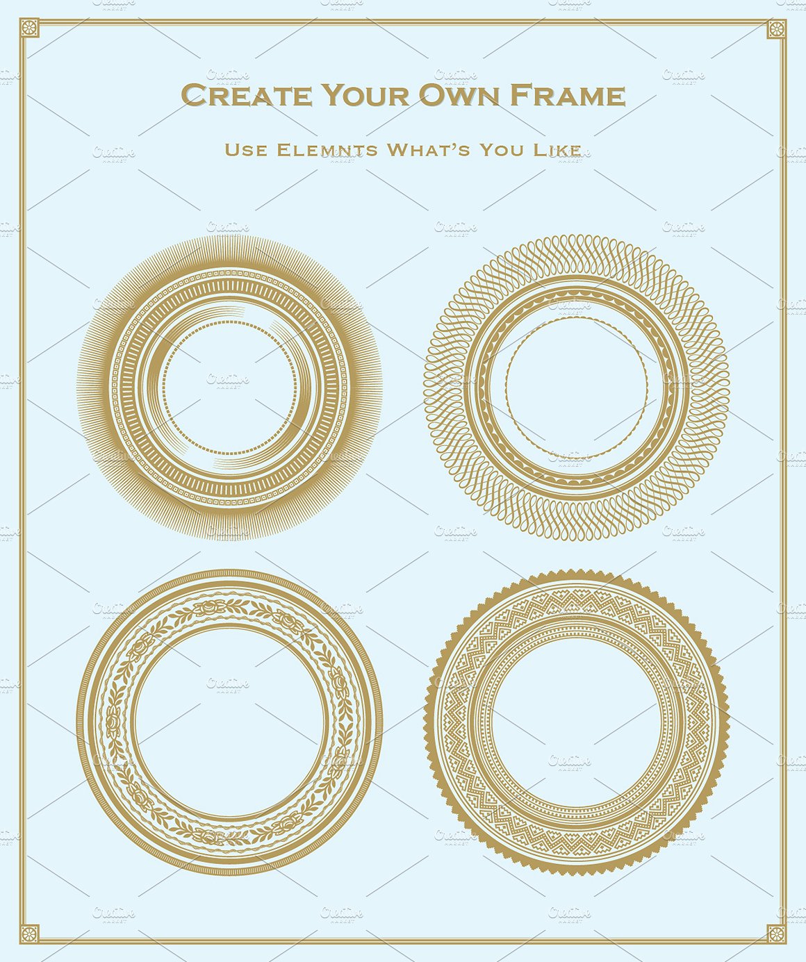 手绘矢量圆形图形设计素材Circle Frames Crea