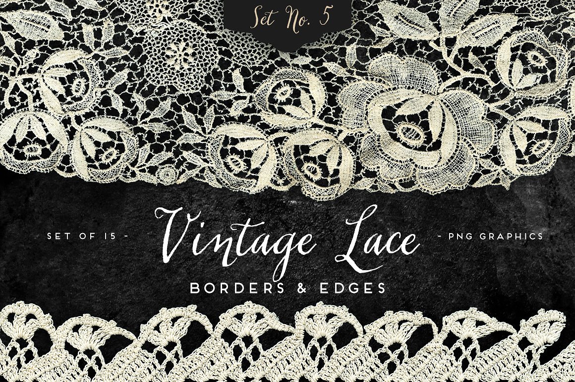 复古蕾丝边框设计素材Vintage Lace Borders