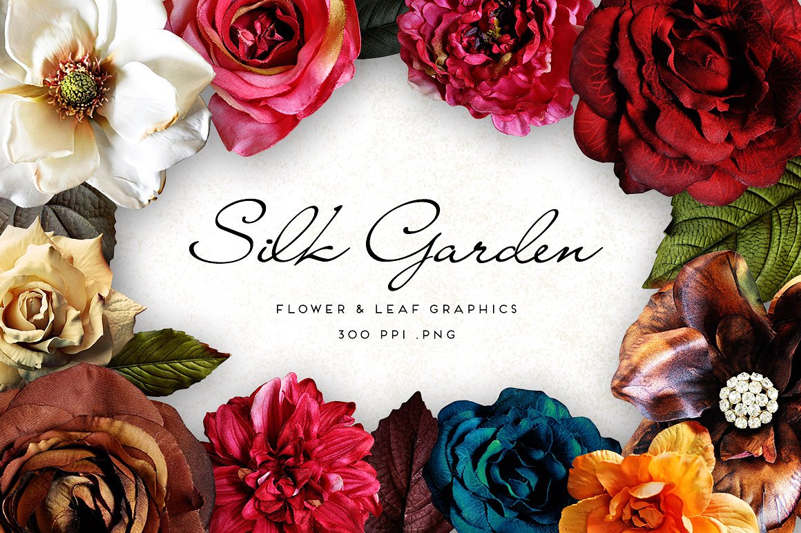 花卉素材包Silk Flower Garden Graphi