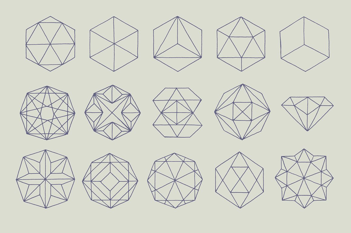 多边形设计素材Polygon Outline Shapes
