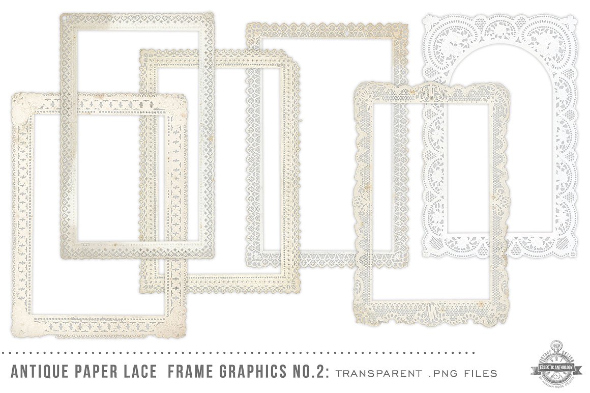 复古蕾丝边框设计素材Antique Paper Lace F