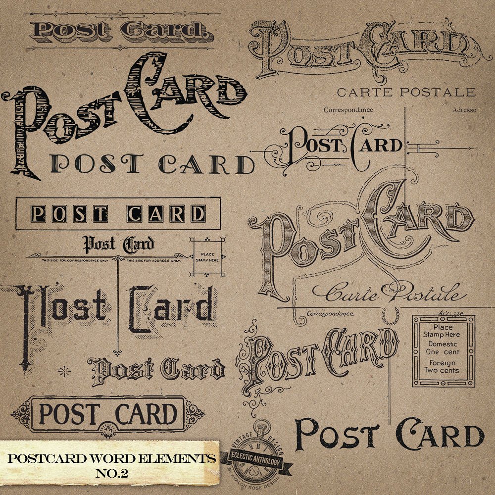 复古明信片设计素材Vintage Postcard Word