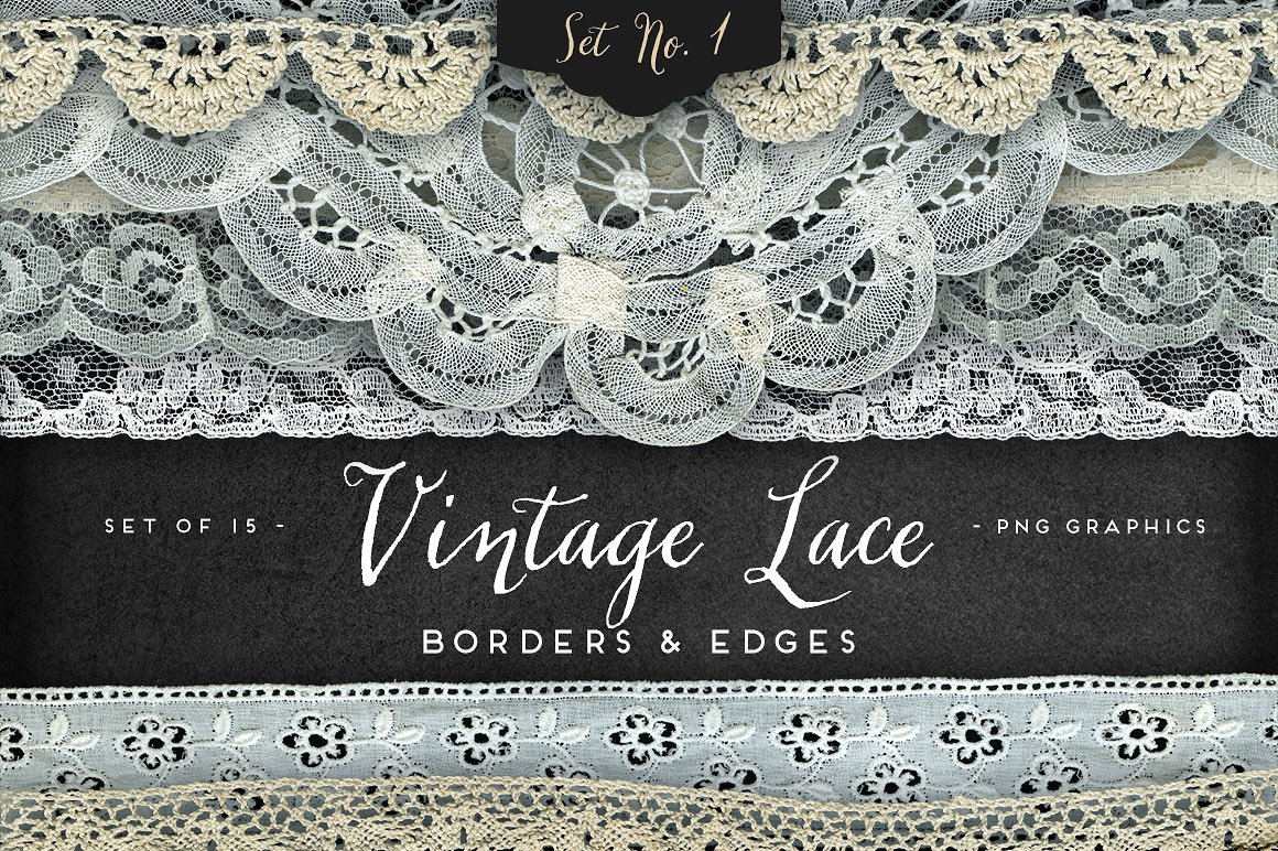 复古蕾丝边框设计素材Vintage Lace Borders