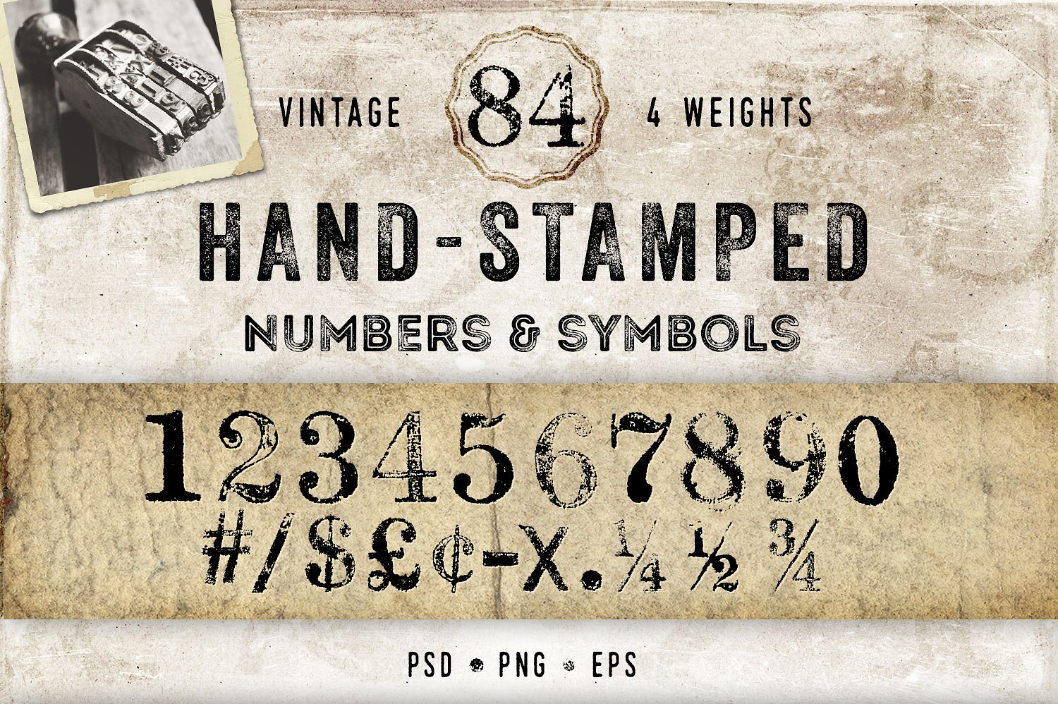 复古数字符号设计素材Vintage Hand Stamped