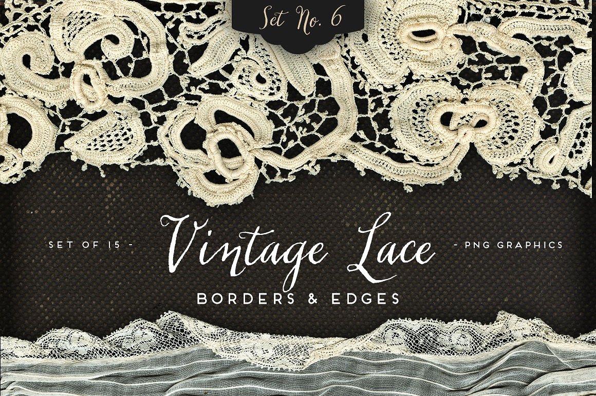 复古蕾丝边框设计素材Vintage Lace Borders