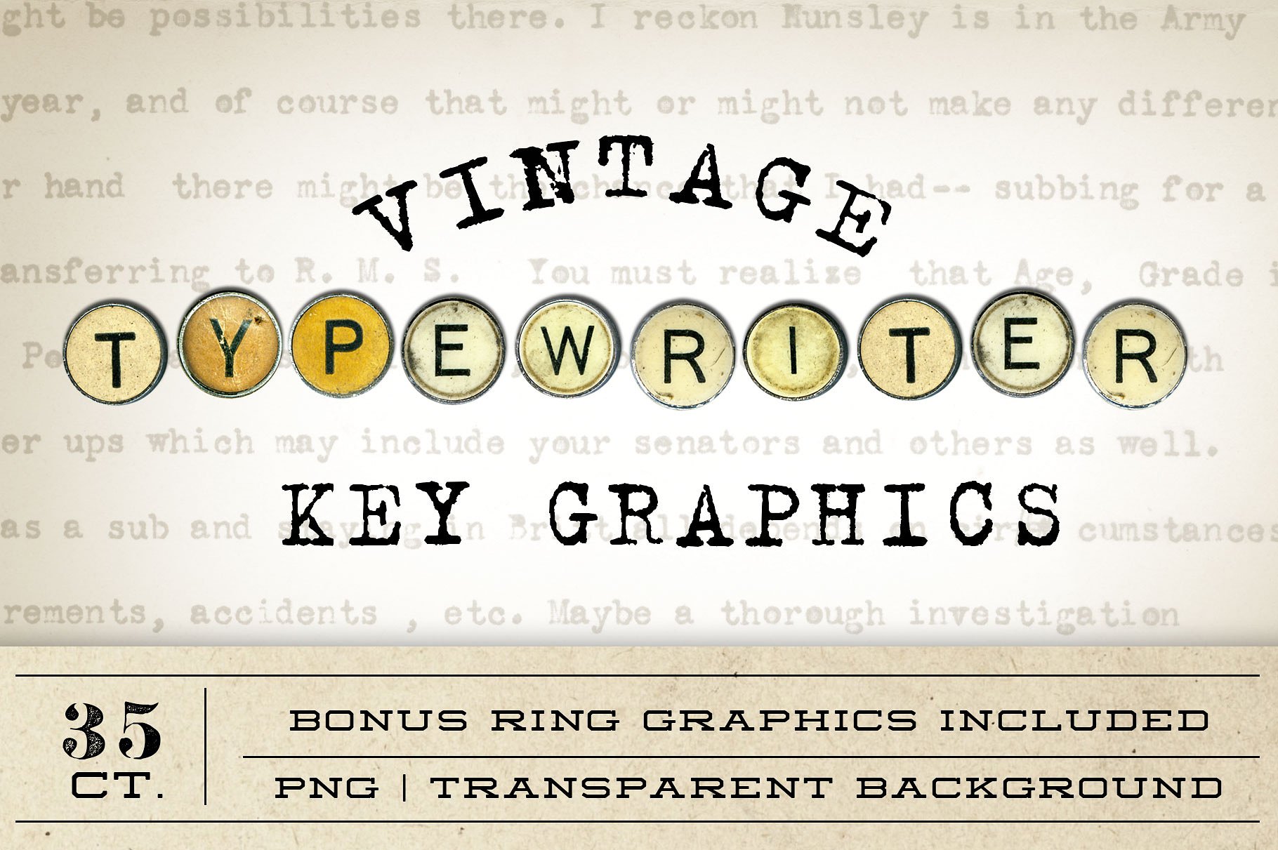 老式打字机按钮素材Vintage Typewriter Ke