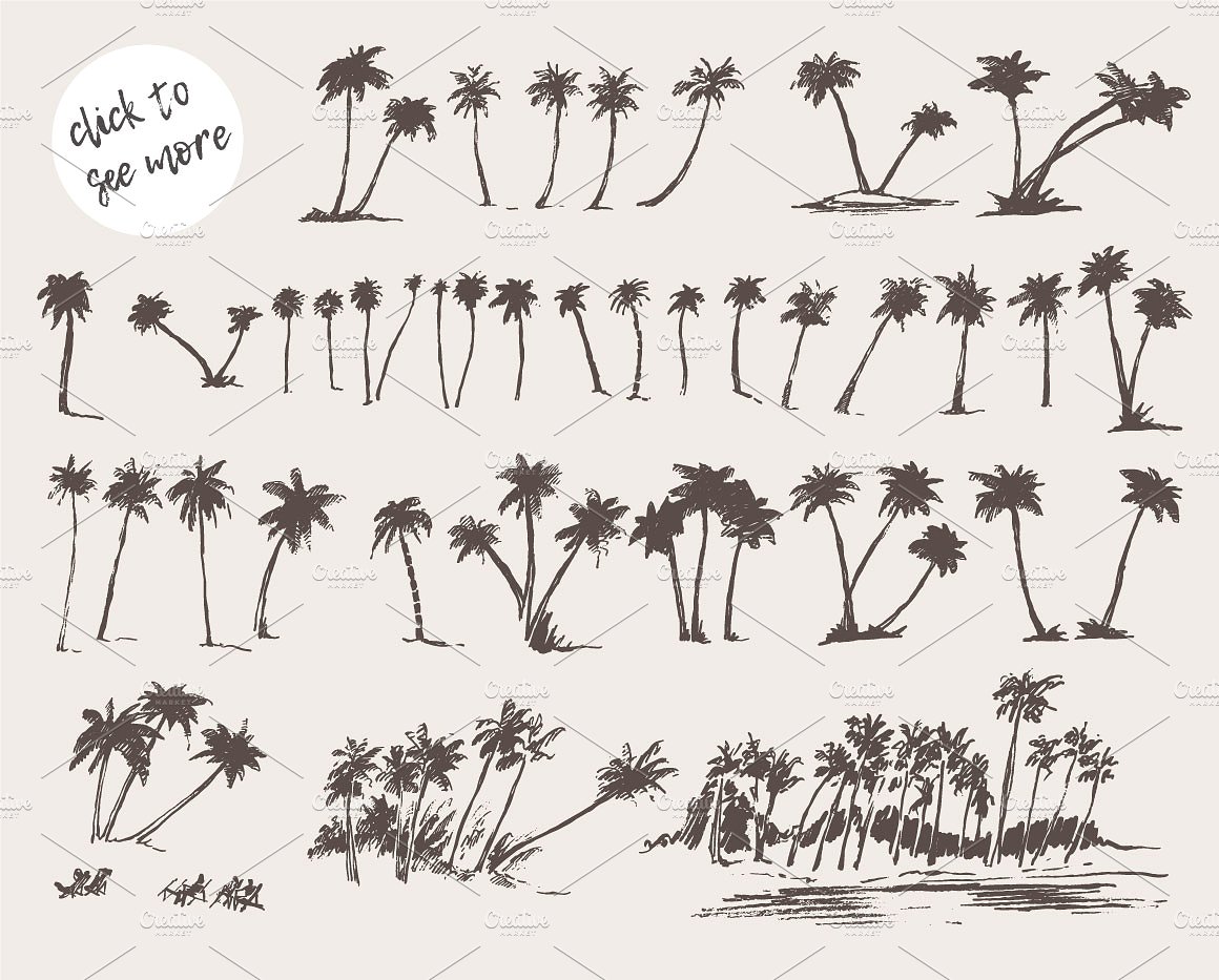 棕榈树剪影设计素材Silhouettes of palm t