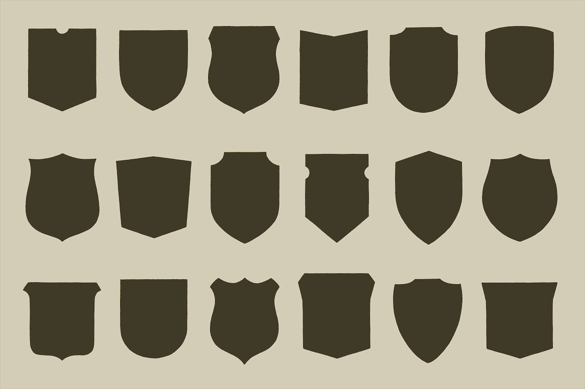 手绘盾牌徽章形状设计素材30 Shield Badge Sh