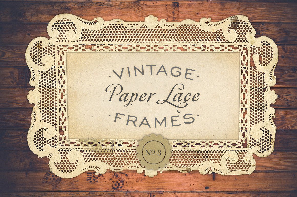 复古花边框架设计素材Antique Paper Lace F