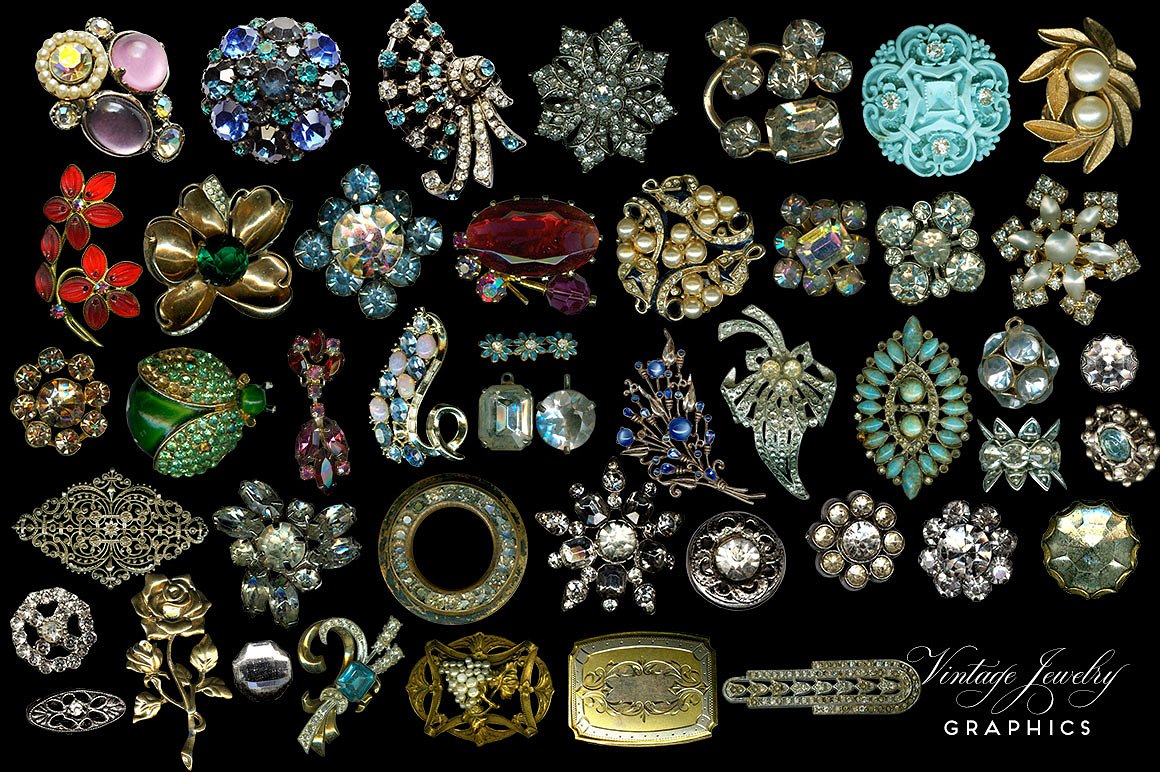 老式珠宝莱茵石图案Vintage Jewelry Rhine