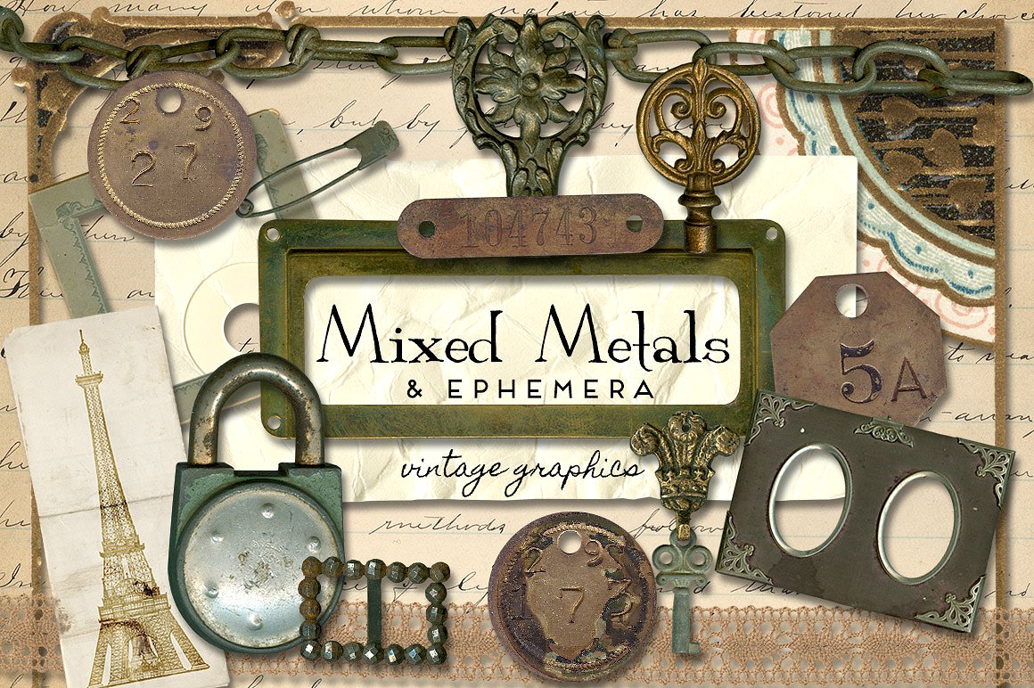 复古金属物件设计素材Mixed Metals & E
