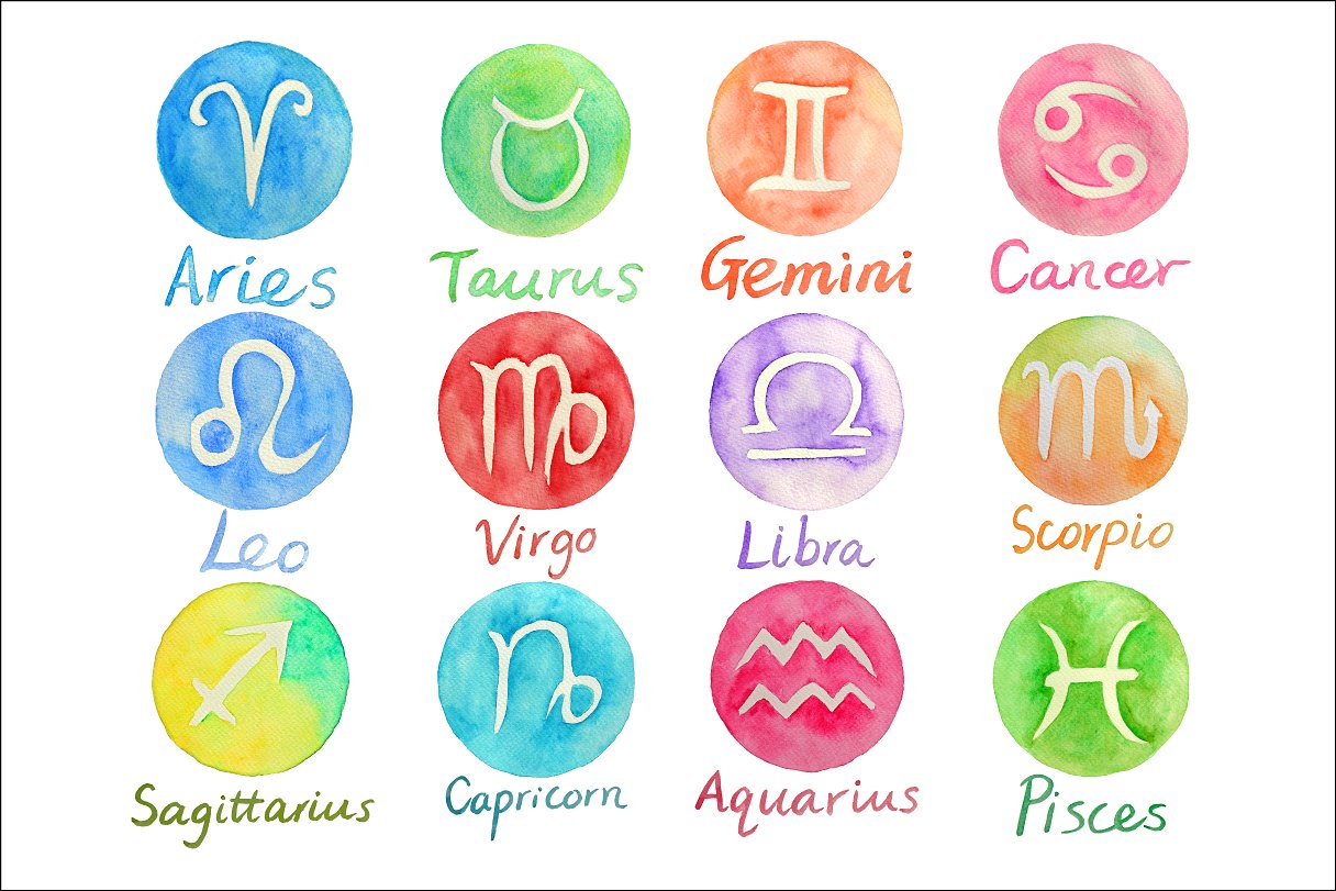 水彩黄道标志Watercolor Zodiac Signs