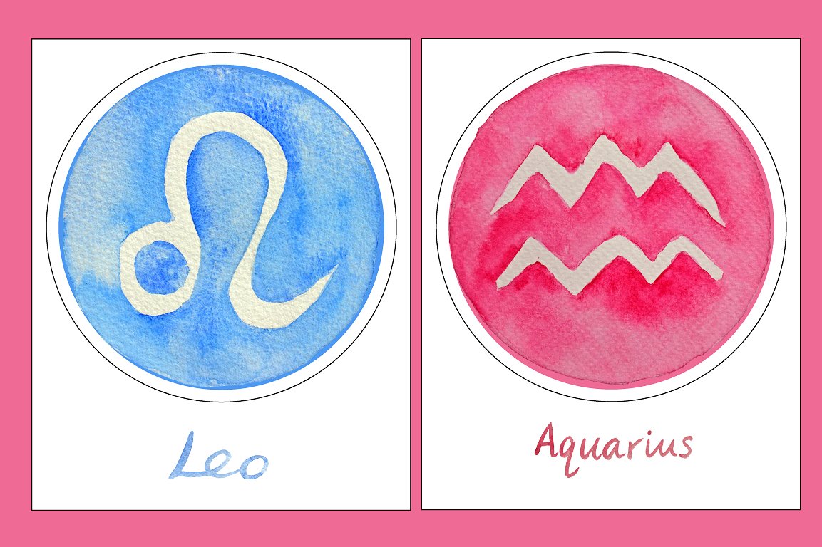 水彩黄道标志Watercolor Zodiac Signs