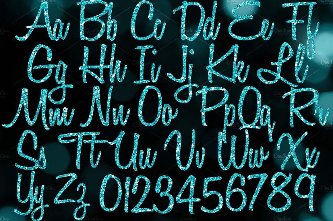 蓝色闪光字母素材Blue Glitter Alphabet
