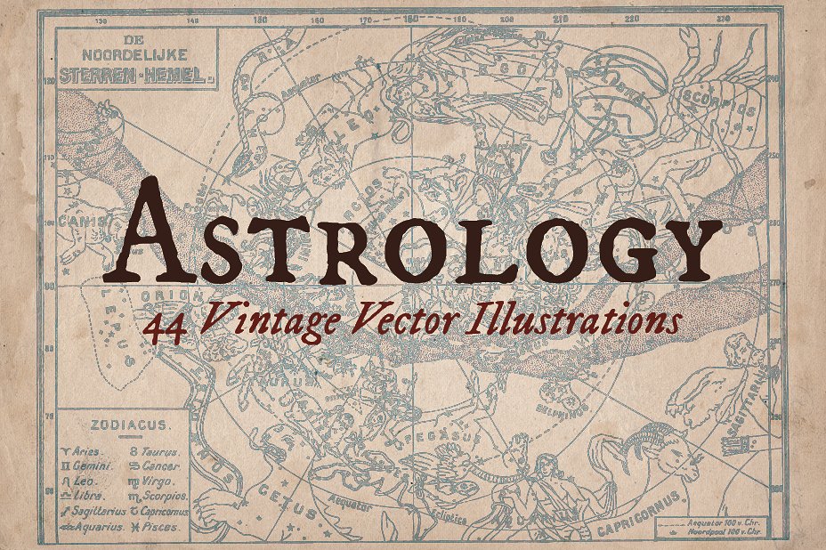 古代占星术插图Vintage Astrology Illus