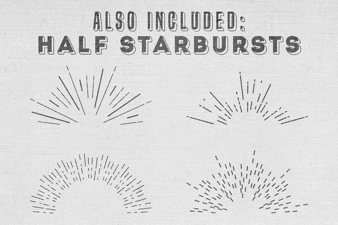 矢量爆炸线条设计元素Retro Starbursts - V