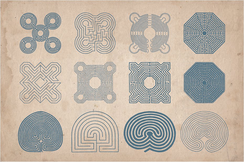 手绘迷宫设计元素42 Hand Drawn Mazes