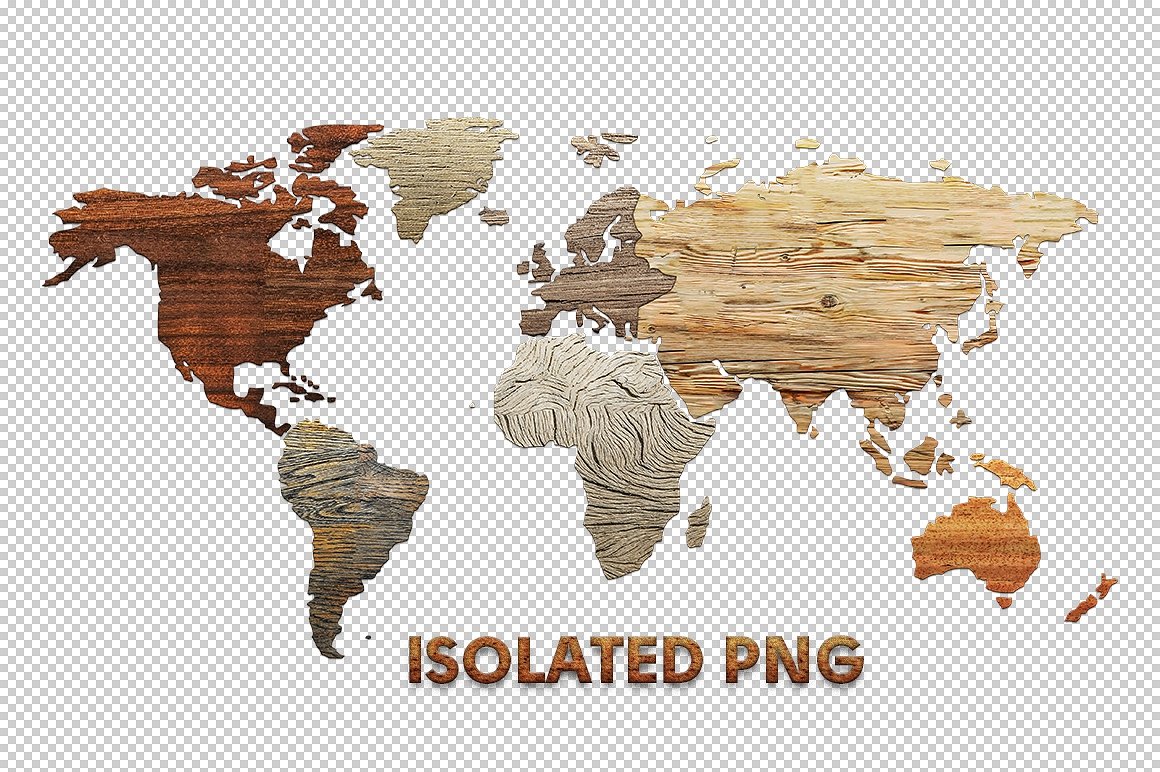 木质纹理世界地图Wood Texture World Map