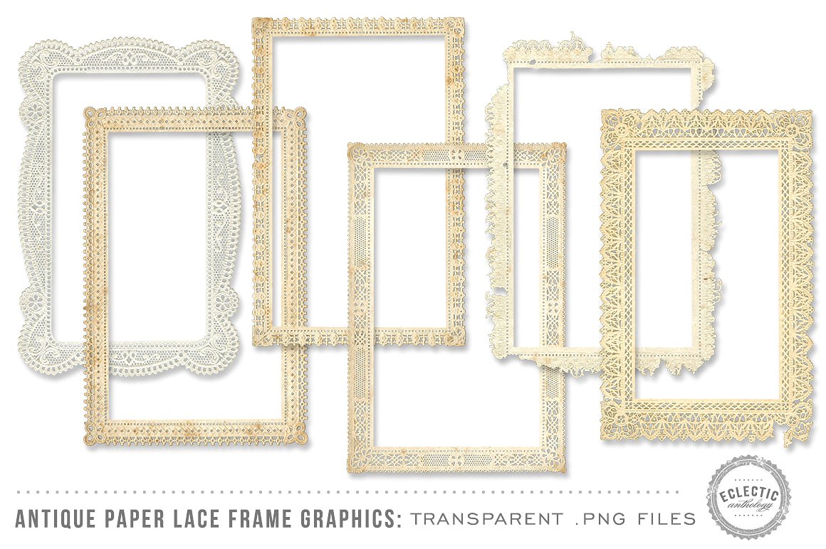 复古花边框架设计素材Antique Paper Lace F