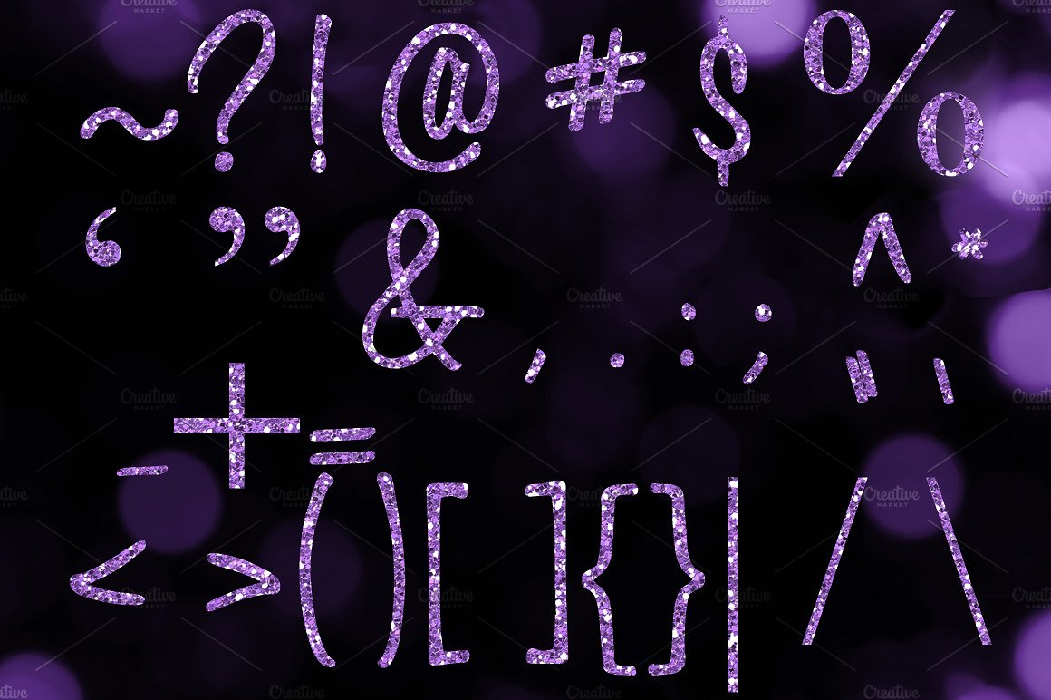 紫色闪光字母素材Purple Glitter Alphabe