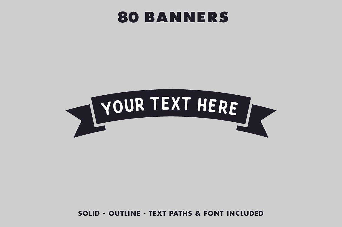 横幅设计元素80 banners with text pat