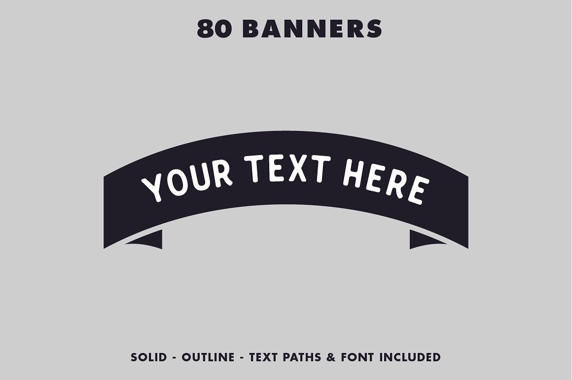 横幅设计元素80 banners with text pat