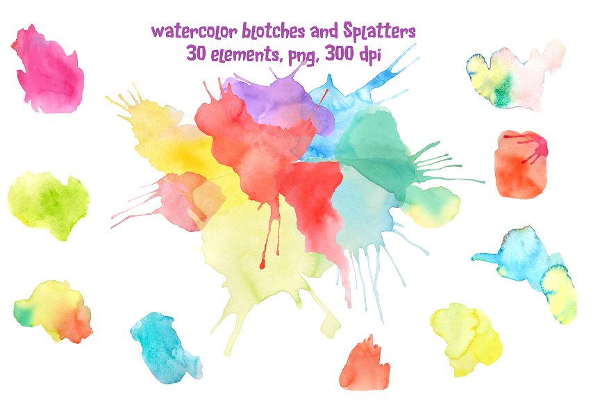 水彩斑点Watercolor Blotches and Sp