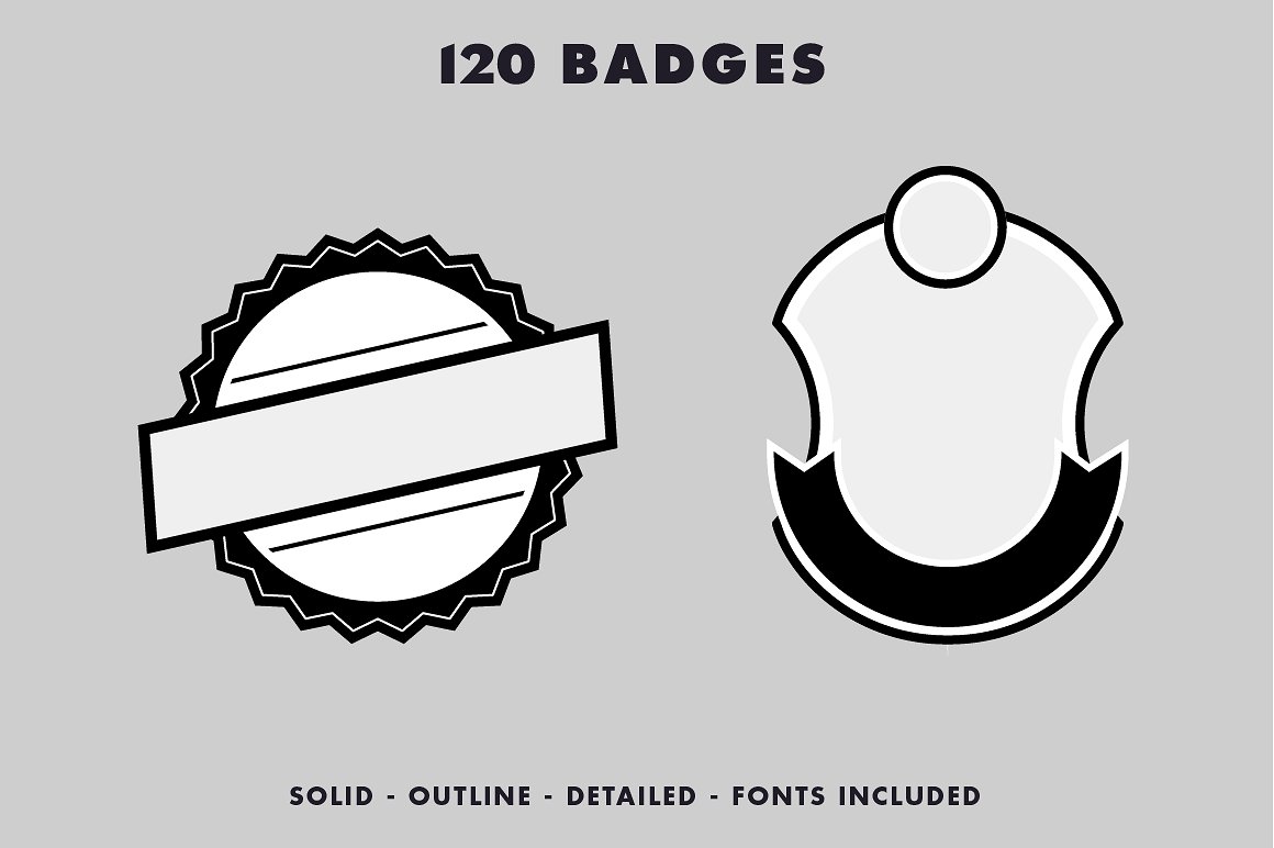 坚固的徽章 vector badges with fonts