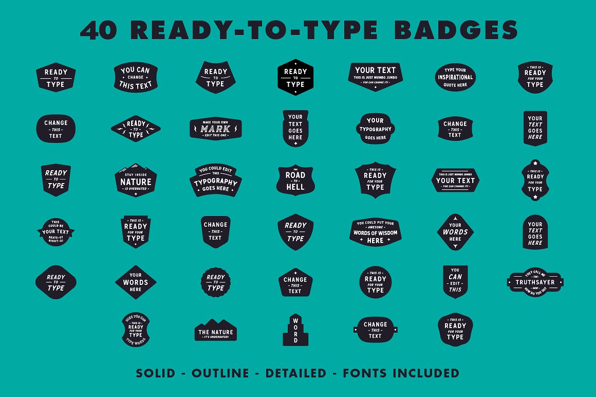 坚固的徽章 vector badges with fonts