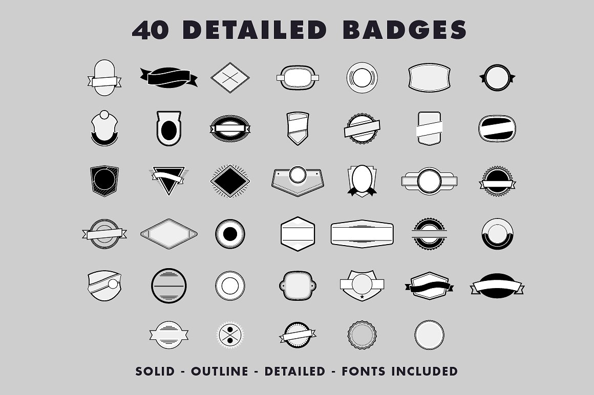 坚固的徽章 vector badges with fonts