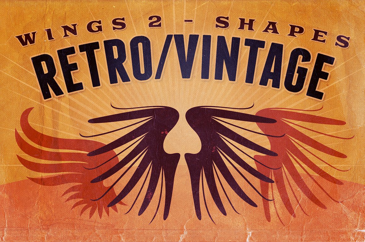 复古翅膀形状设计素材Retro/Vintage shapes
